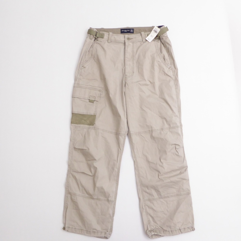 Abercrombie & Fitch Mens Cargo Pants Utility Khaki Stretch Straight Leg 36x32